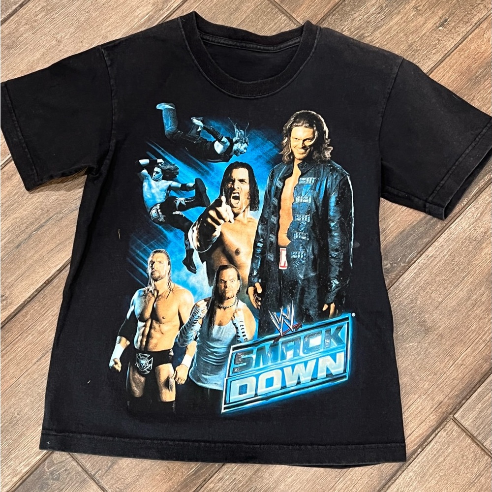 Vintage WWE Smackdown Boy’s T-Shirt Youth Large Black Edge Triple H Hardy